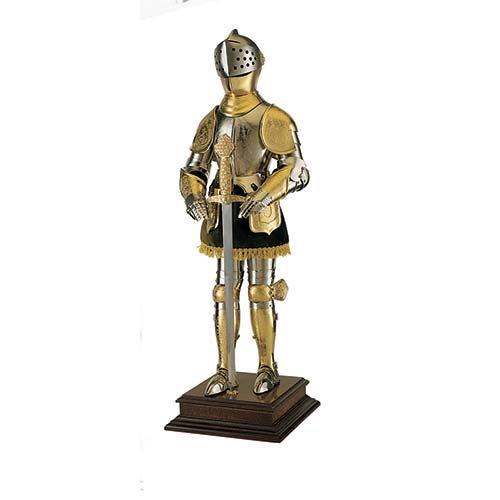 Miniature 16th Century Spanish Suit of Armor with Sword (Gold) by Marto of Toledo Spain 915